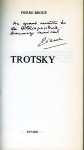 image: Book cover: Trotsky - dedication of Broué to W. Lubitz